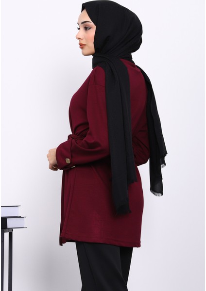 Mürdüm Düğme Detaylı Modal Sweat fırsatları