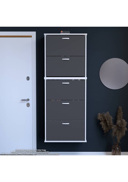 Varbi Umay' 2 Li Asma Antre 72X 193X 26 cm 5 Düşer Kapak 10 Gözayakkabılık