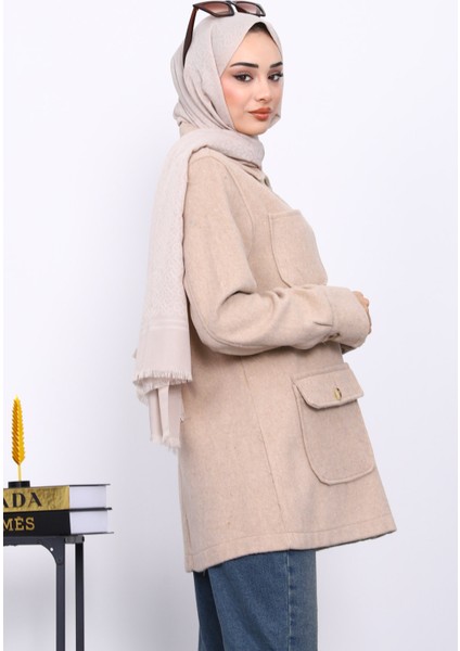 Vizon Cepli Düğmeli Kaşe Ceket fırsatları