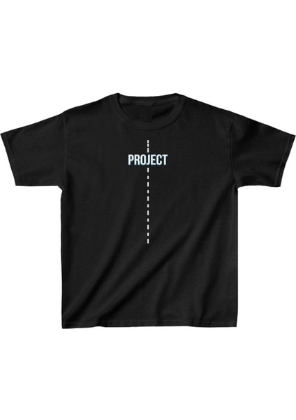 Çocuk Unisex Baskılı T-Shirt - Siyah -Vlmr