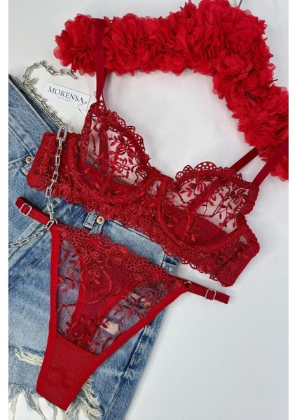 Dantel Kapsız Sütyen Takımı
