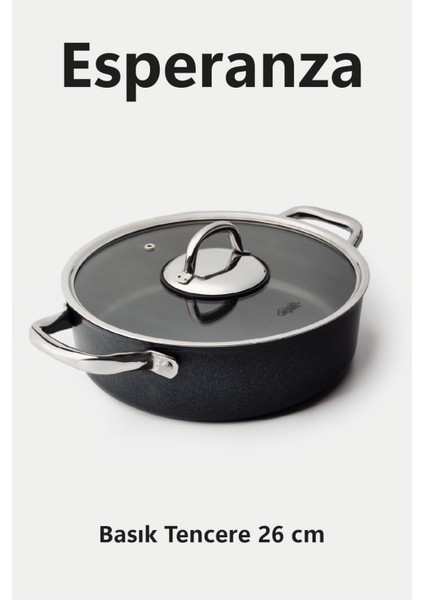 Esperanza 26CM Basık Tencere Siyah