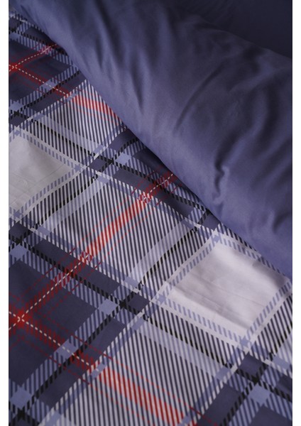 Çift Kişilik Nevresim Takımı %100 Pamuk Mavi Ekose modelleri