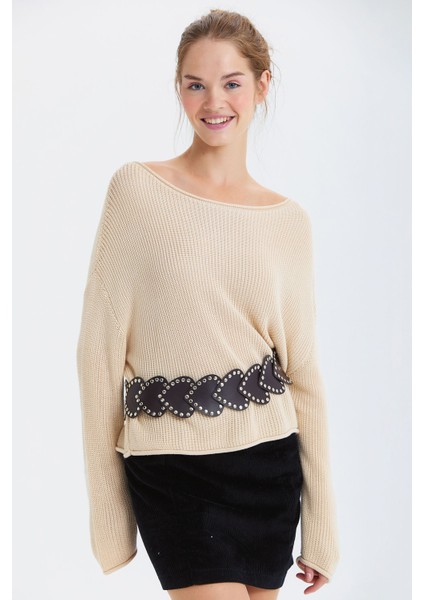 Kalp Aksesuarlı Kemer Kahverengi