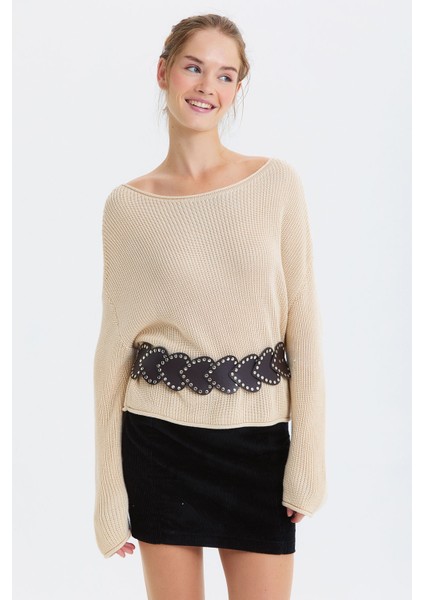 Kalp Aksesuarlı Kemer Kahverengi fiyatları