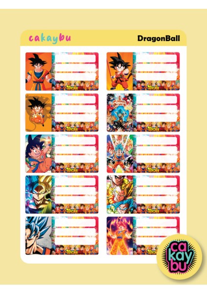 Dragonball Okul Defter Etiket Yapıştırma Sticker A4 Boyutlarında 1 Sayfa