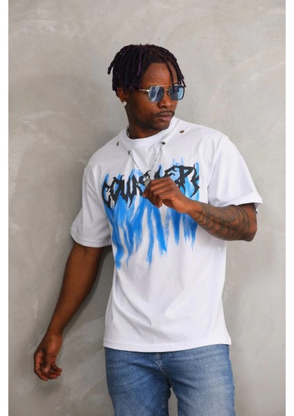 Unisex Oversize Kolye Dahil T-Shirt - Beyaz -Vlmr fırsatları