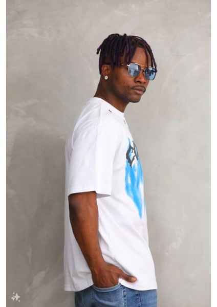 Unisex Oversize Kolye Dahil T-Shirt - Beyaz -Vlmr indirimleri