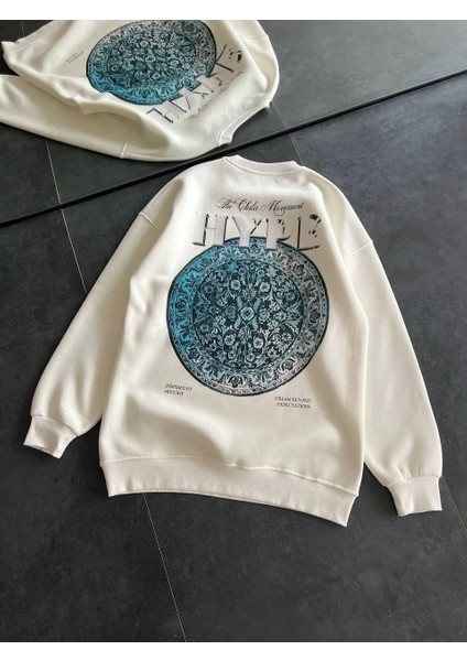 Kadın Üç Iplik Bisiklet Yaka Baskılı Sweatshirt - Beyaz -Vlmr fırsatları