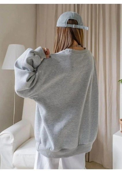 Kadın Düz Bisiklet Yaka Sweat - Gri -Vlmr fırsatları