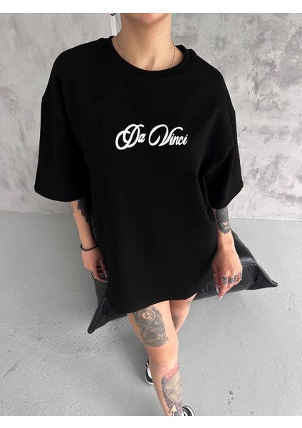 Unisex Baskılı Oversize T-Shirt - Siyah -Vlmr fiyatları