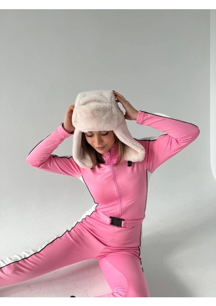 Kemer Detaylı Fermuarlı Tulum - Pembe -Vlmr modelleri