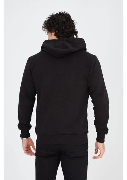 Unisex Tam Fermuarlı Kapşonlu Sweatshirt - Siyah -Vlmr fiyatları