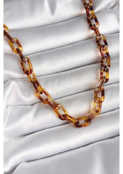 Leopar Desenli Mika Zincir Kadın Kolye