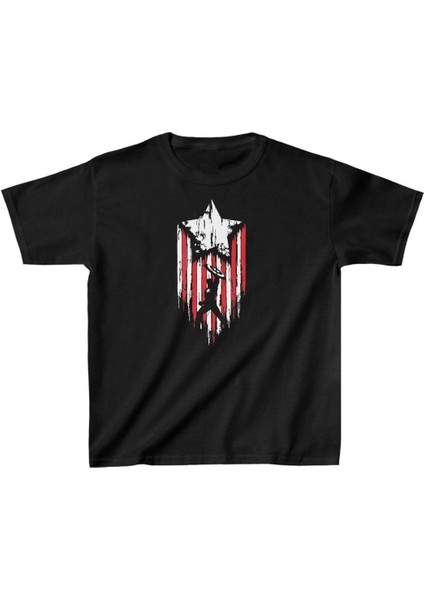 Unisex Çocuk Baskılı T-Shirt - Siyah -Vlmr