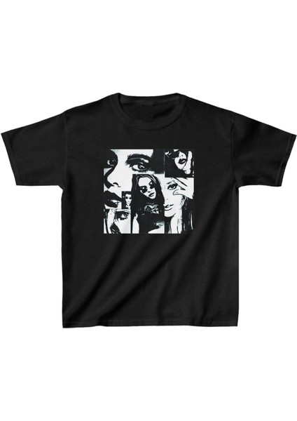 Unisex Çocuk Baskılı T-Shirt - Siyah -Vlmr