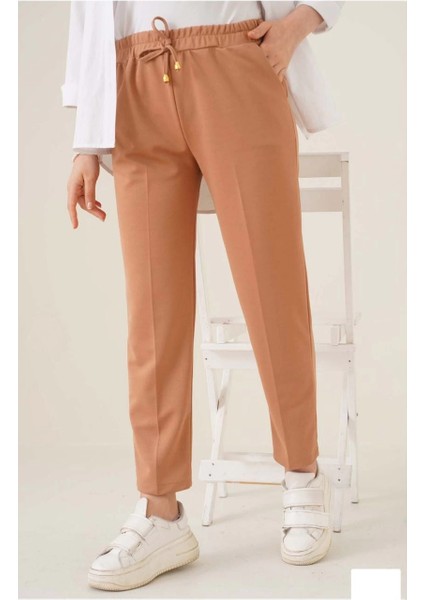 Kadın Tam Kalıp Basic Eşofman Pantolon - Kahverengi -Vlmr indirimleri
