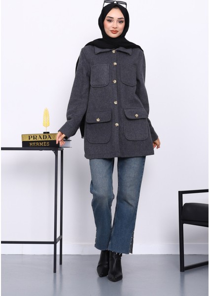 Füme Cepli Düğmeli Kaşe Ceket fiyatları