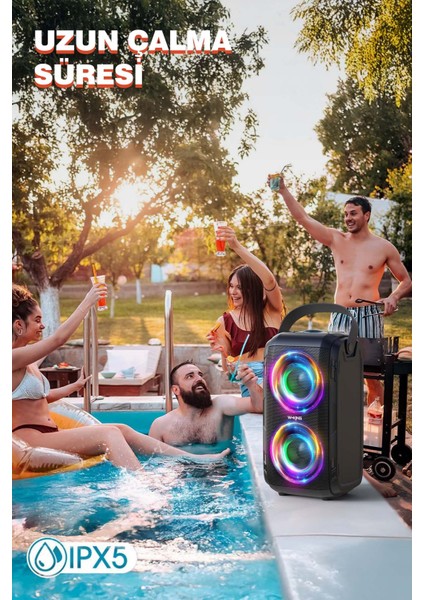W-Kıng T9 Bluetooth Hoparlör, 80w Boombox, 9 Saate Varan Çalma Süresi, Ipx5 Suya Dayanıklı, Kablosuz Stereo Tws, Tf/Aux/Bluetooth5.0/Usb, Ses Bombası fırsatları