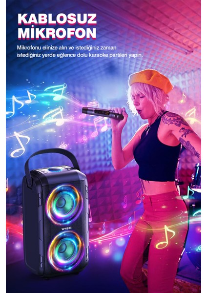 W-Kıng T9 Bluetooth Hoparlör, 80w Boombox, 9 Saate Varan Çalma Süresi, Ipx5 Suya Dayanıklı, Kablosuz Stereo Tws, Tf/Aux/Bluetooth5.0/Usb, Ses Bombası indirimleri