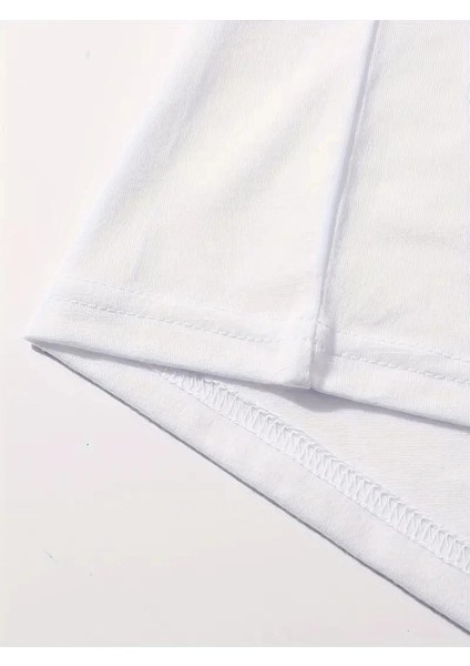 Brooklyn Harf Baskılı Düşük Omuzlu T-Shirt, Rahat Kısa Kollu Bol T-Shirt, Kadın Giyim - Beyaz -Vlmr indirimleri