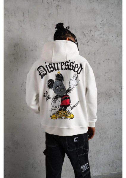 Erkek Üç Iplik Baskılı Kapüşonlu Sweat - Beyaz -Vlmr fiyatları