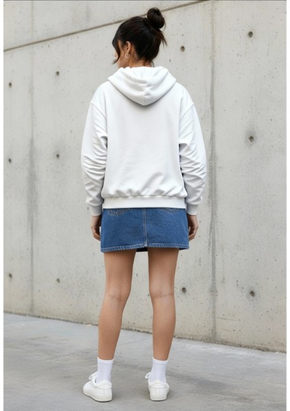 Minnie's Mickey Özel Tasarım Kapüşonlu Sweatshirt Beyaz fiyatları