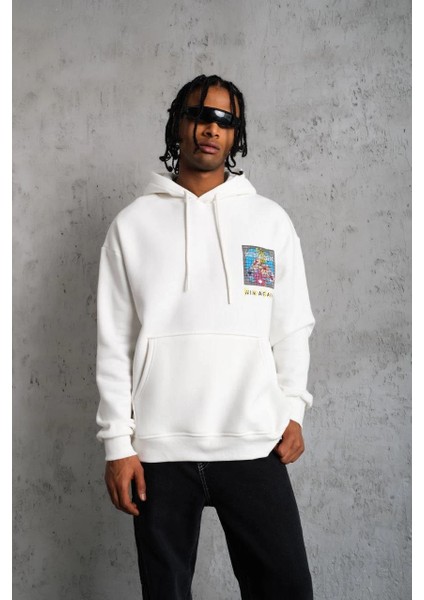 Erkek Patel Six Baskılı Kapüşonlu Sweat - Beyaz -Vlmr fiyatları