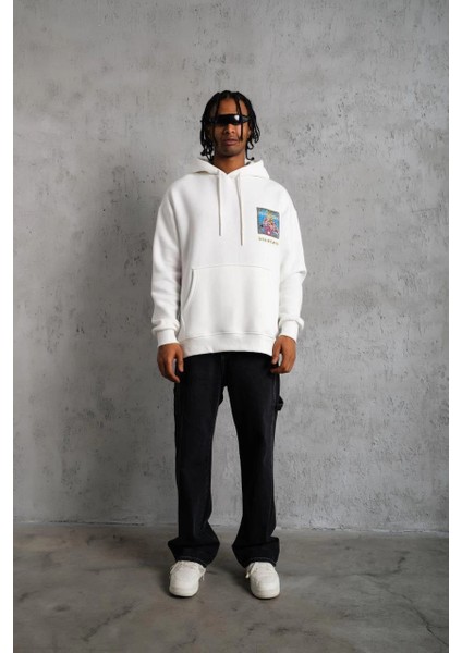 Erkek Patel Six Baskılı Kapüşonlu Sweat - Beyaz -Vlmr modelleri
