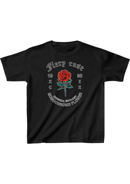 Çocuk Unisex Baskılı T-Shirt - Siyah -Vlmr