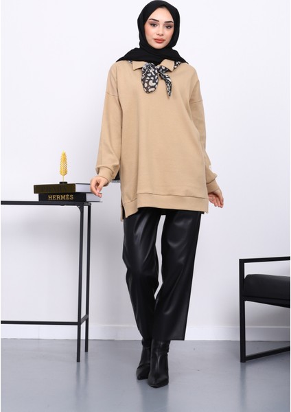 Vizon Fular Detaylı Yakalı Tunik fiyatları