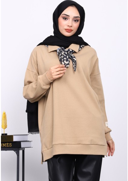 Vizon Fular Detaylı Yakalı Tunik modelleri