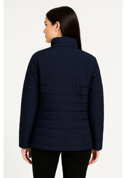 Kadın Bomber Mont Ceket - Su Itici Kumaş, Kapitone Astarlı, Fermuarlı, Kışlık - Lacivert -Vlmr modelleri