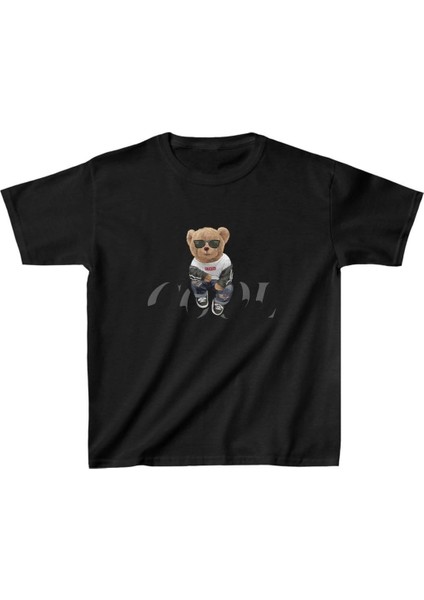 Unisex Çocuk Baskılı T-Shirt - Siyah -Vlmr