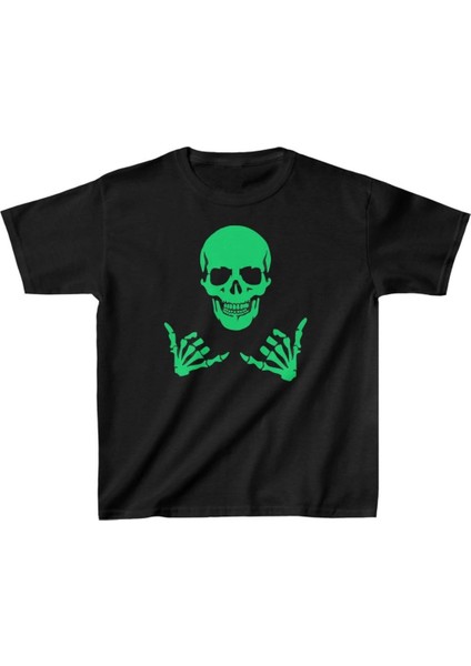 Unisex Çocuk Baskılı T-Shirt - Siyah -Vlmr