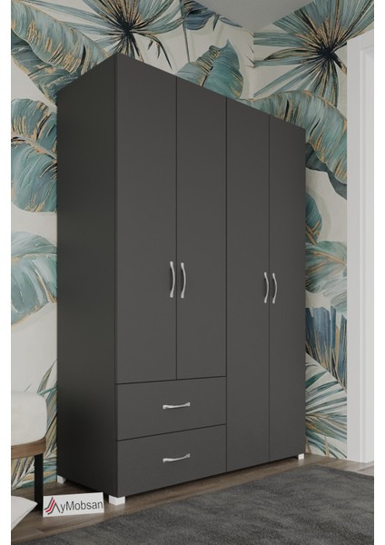 Mavera 4 Kapaklı 2 Çekmeceli Gardrop, 120, Antrasit modelleri