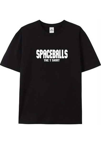 20/1 Penye Compack Spaceballs Erkek Baskılı Oversize Bisiklet Yaka Kısa Kol Yazlık T-Shirt - Siyah -Vlmr