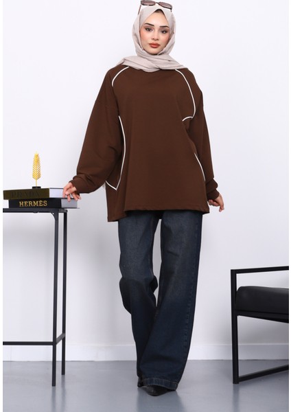 Kahverengi Biyeli İki İplik Sweatshirt fiyatları