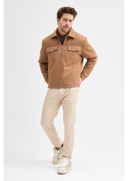 Erkek Gabardin Fermuarlı Çift Cepli Astarlı Workwear Ceket fırsatları