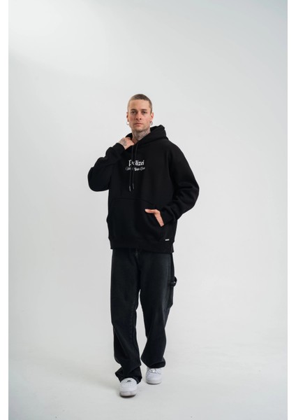 Üç Iplik Kapşonlu Dijital Patchli Sweatshirt - Siyah -Vlmr fiyatları