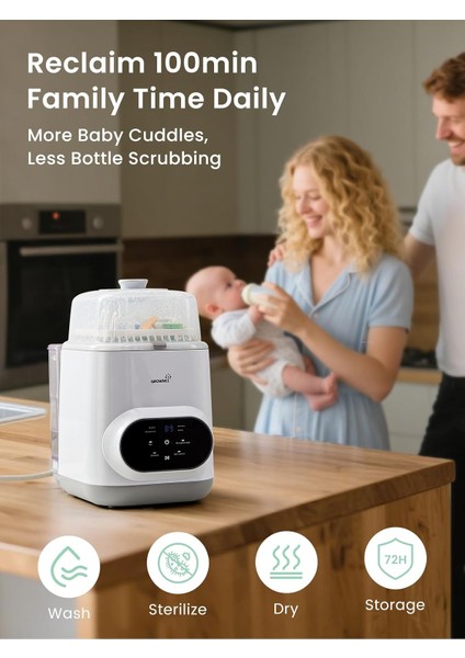 Baby Bottle Washer Pro Hepsi Bir Arada Şişe Temizleyici, Sterilizatör ve Kurutma Makinesi Şişeler, Pompa Parçaları ve Bebek Ürünleri Için Biberon Temizleyici Elde Yıkama Yerine Geçer