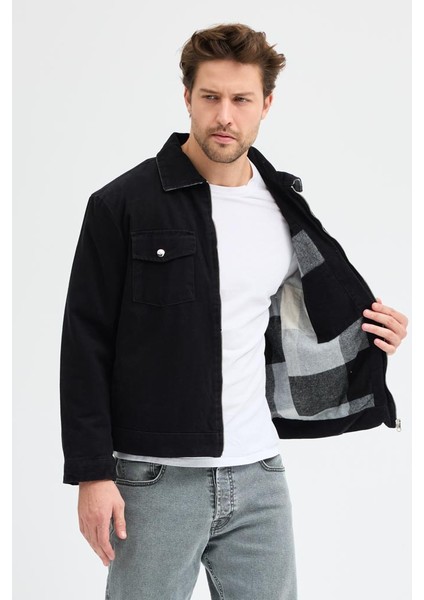 Erkek Gabardin Fermuarlı Çift Cepli Astarlı Workwear Ceket modelleri