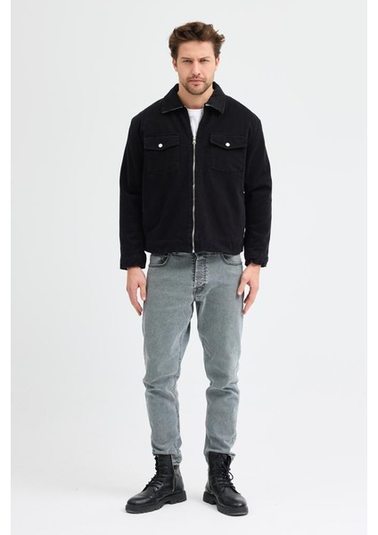 Erkek Gabardin Fermuarlı Çift Cepli Astarlı Workwear Ceket fırsatları