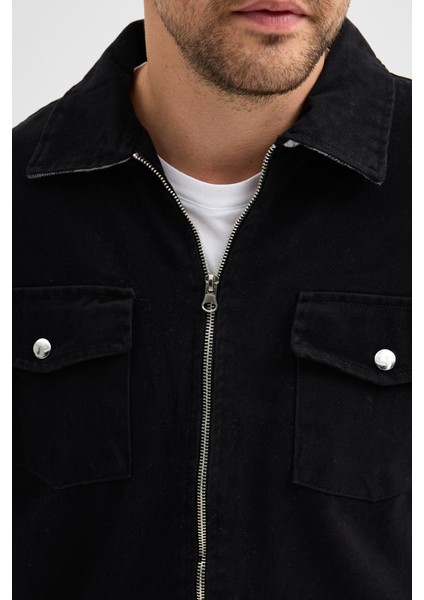 Erkek Gabardin Fermuarlı Çift Cepli Astarlı Workwear Ceket indirimleri