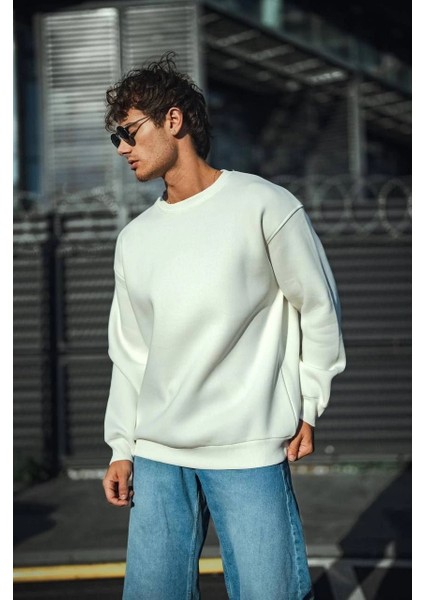 Kışlık Bisiklet Yaka Üç Iplik Basic Sweatshirt - Beyaz -Vlmr fiyatları