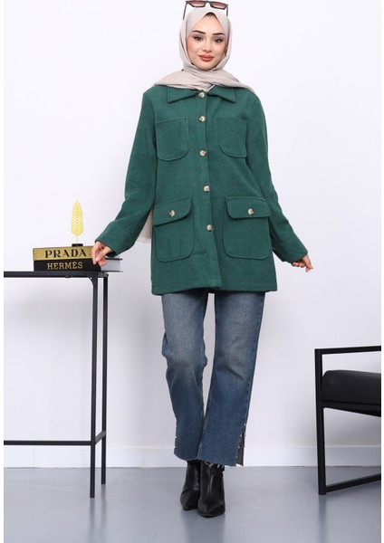 Yeşil Cepli Düğmeli Kaşe Ceket fiyatları