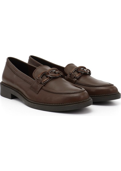 Kadın Kahve Antik Tokalı Hakiki Deri Loafer Ayakkabı fiyatları