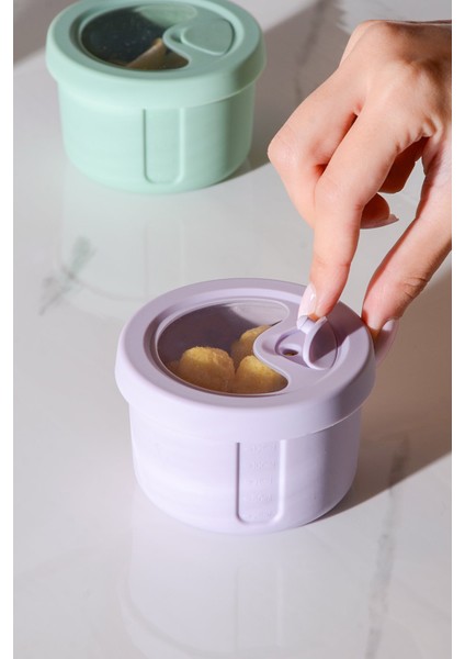 Pastel Hava Sızdırmaz Yuvarlak Silikon Saklama Kabı 150 ml | Mor modelleri