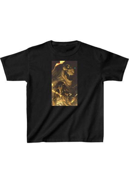 Unisex Çocuk Baskılı T-Shirt - Siyah -Vlmr