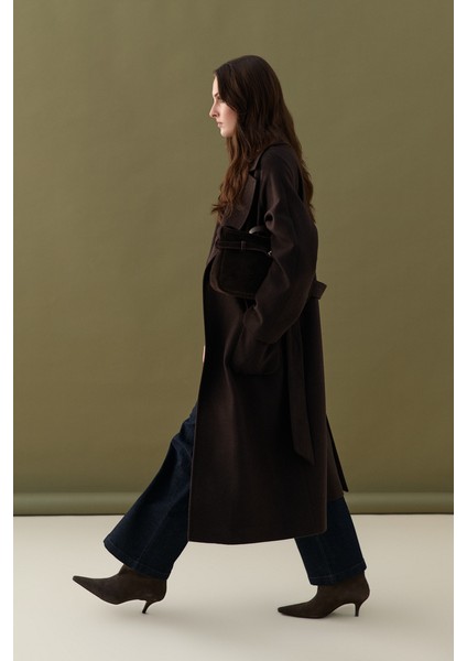 Klasik Yün Manto - Kahverengi